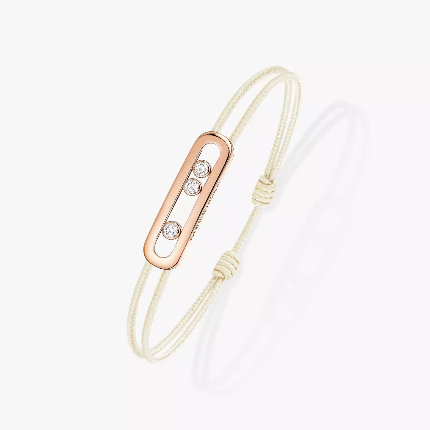 Bracelet or rose 18Kt Messika Care(s) cordon crème