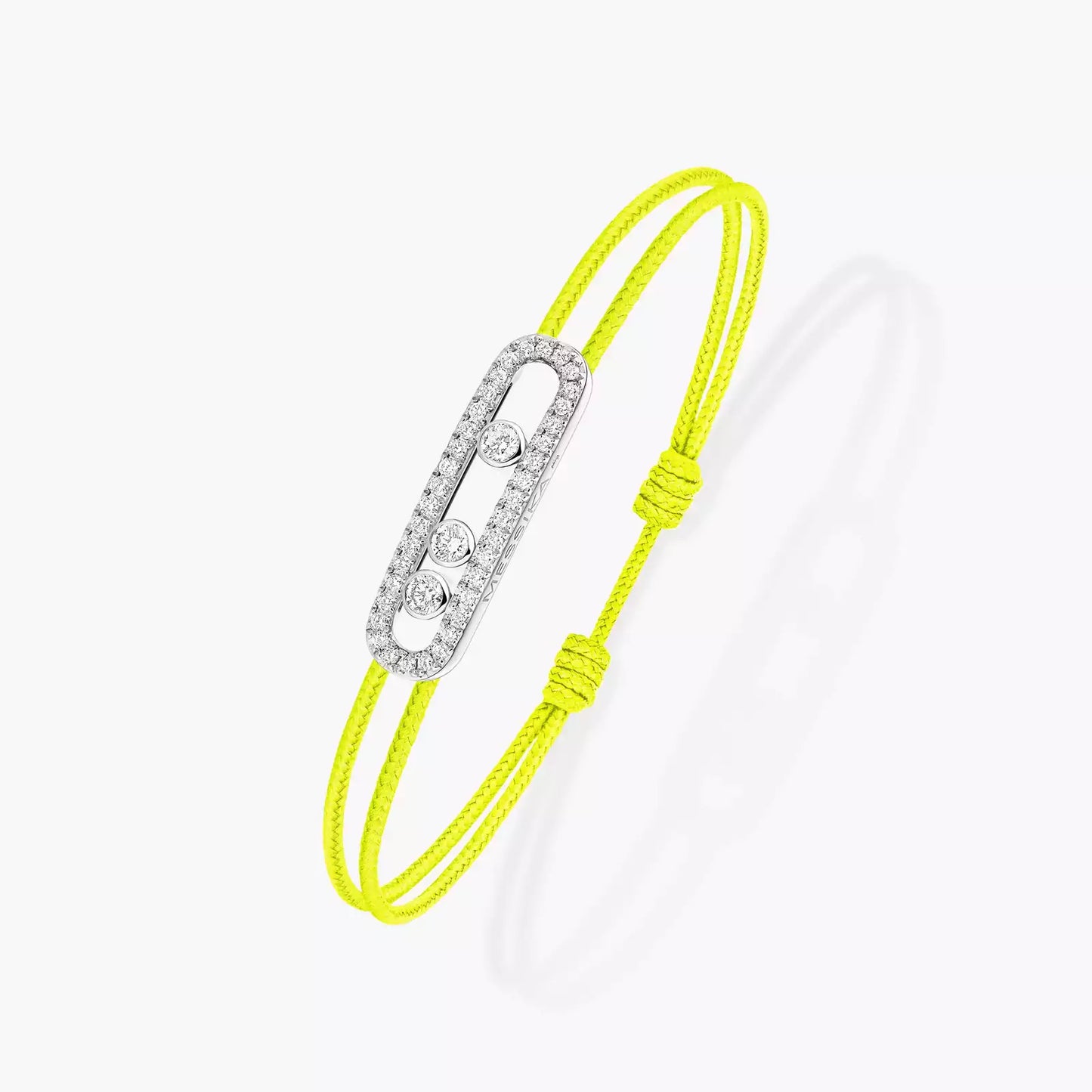 Bracelet or blanc 18Kt Messika Care(s) pavé cordon jaune fluo