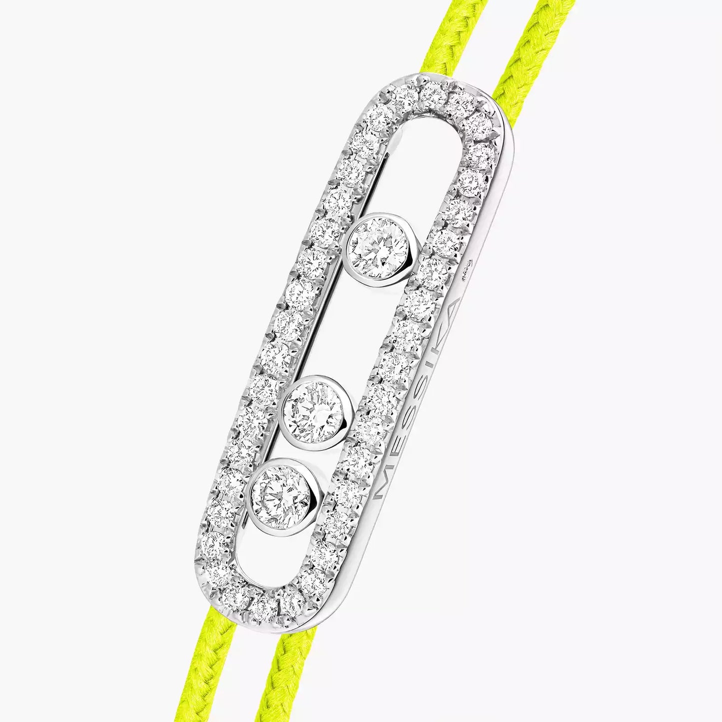 Bracelet or blanc 18Kt Messika Care(s) pavé cordon jaune fluo