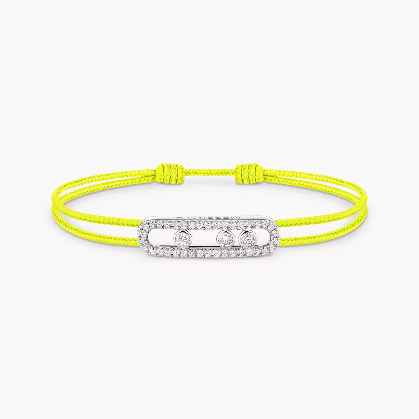 Bracelet or blanc 18Kt Messika Care(s) pavé cordon jaune fluo