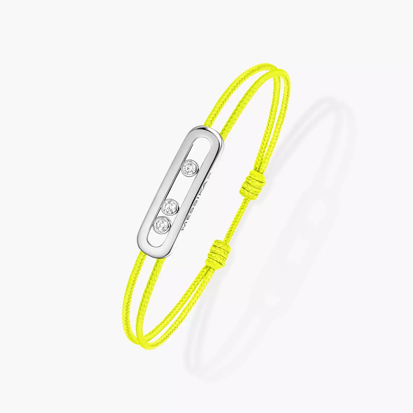 Bracelet or blanc 18Kt Messika Care(s) cordon jaune fluo