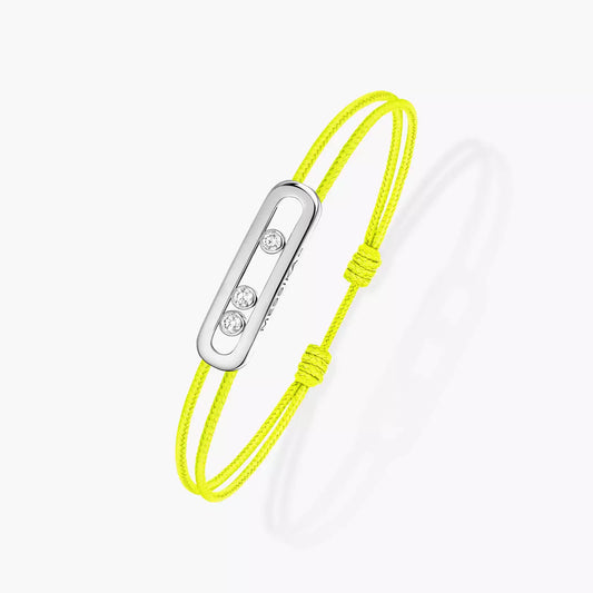 Bracelet or blanc 18Kt Messika Care(s) cordon jaune fluo