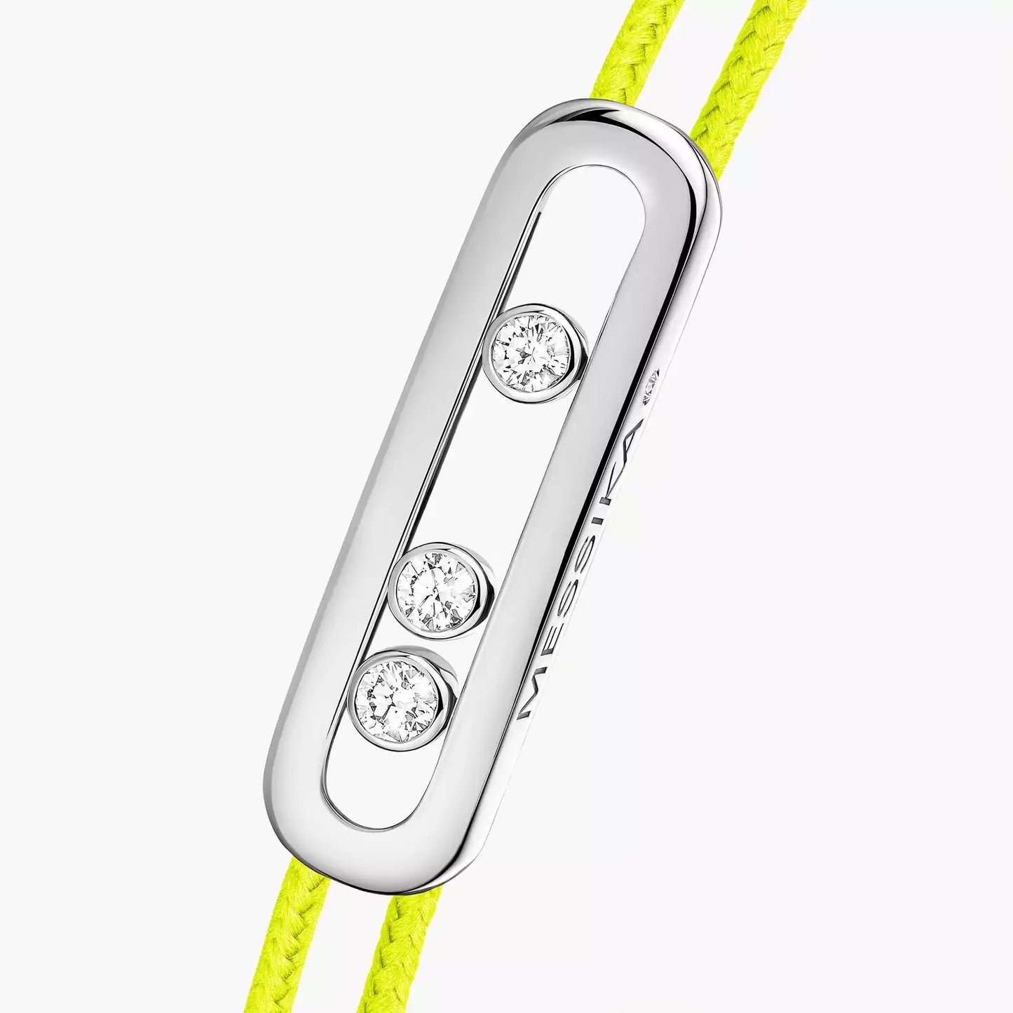 Bracelet or blanc 18Kt Messika Care(s) cordon jaune fluo