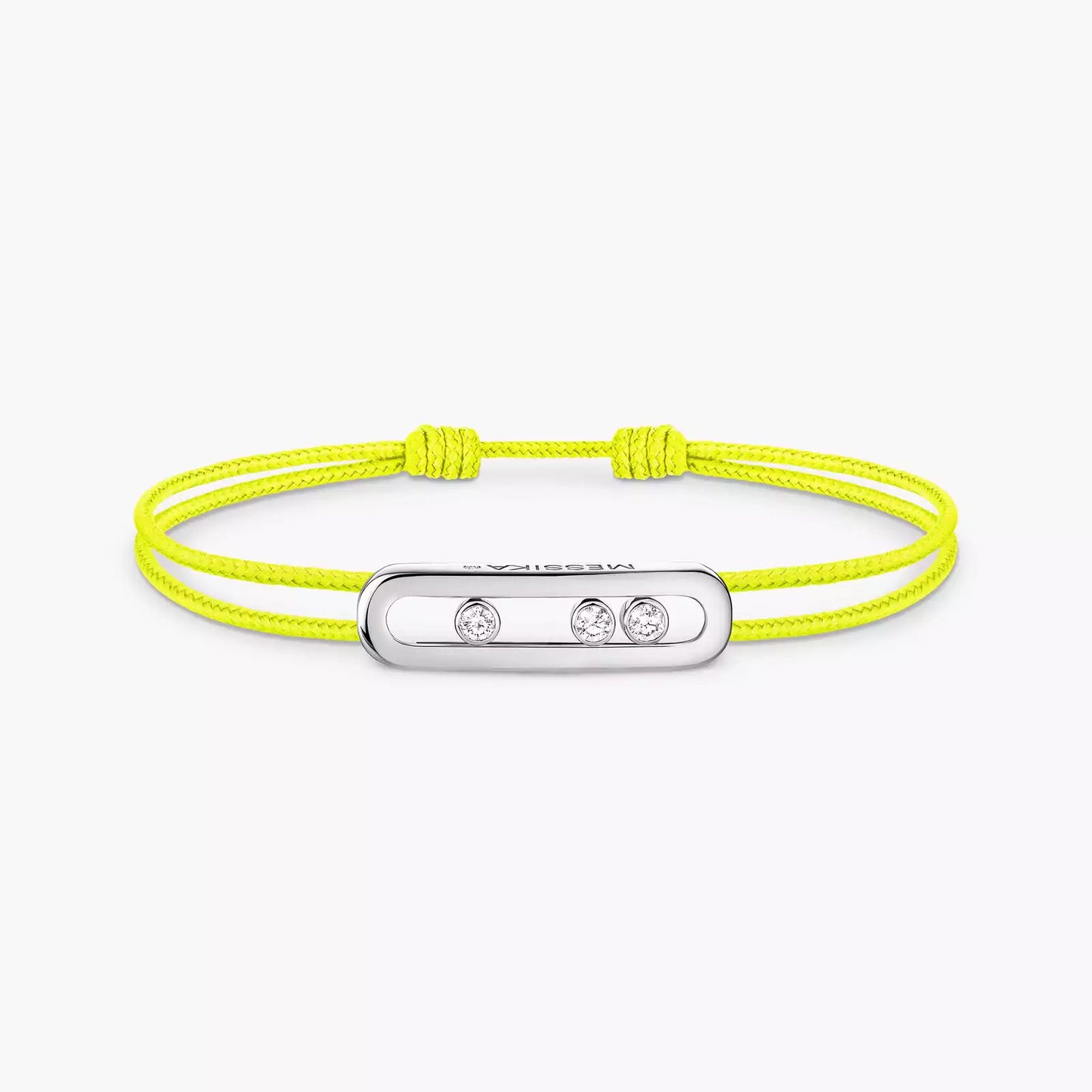 Bracelet or blanc 18Kt Messika Care(s) cordon jaune fluo