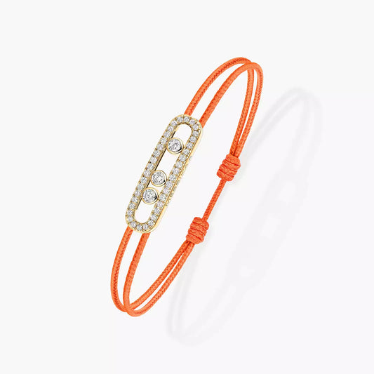 Bracelet or jaune 18Kt Messika Care(s) pavé cordon orange