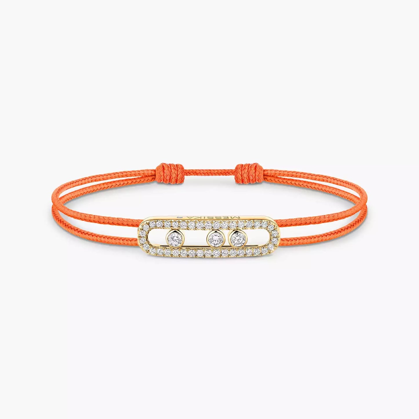 Bracelet or jaune 18Kt Messika Care(s) pavé cordon orange