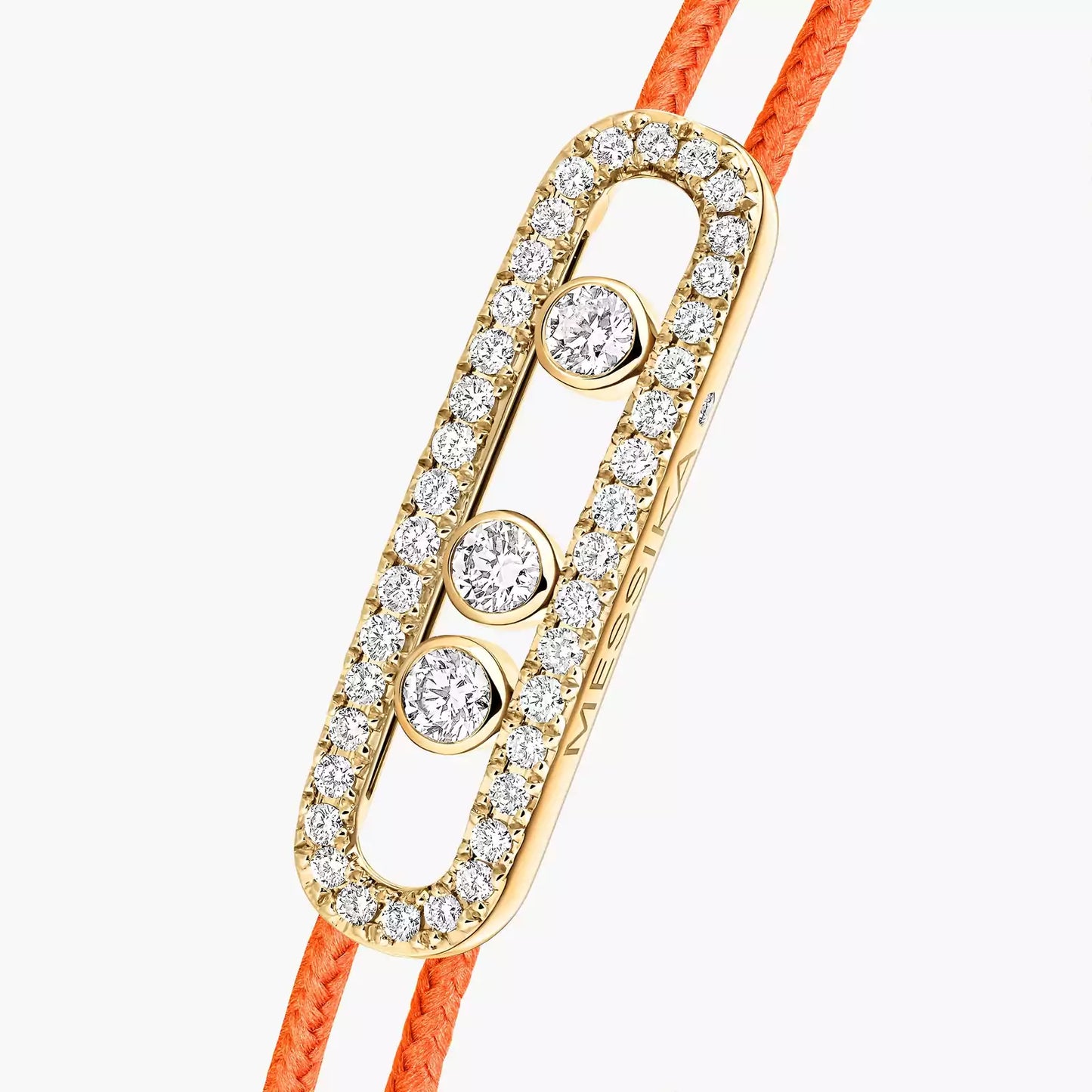 Bracelet or jaune 18Kt Messika Care(s) pavé cordon orange