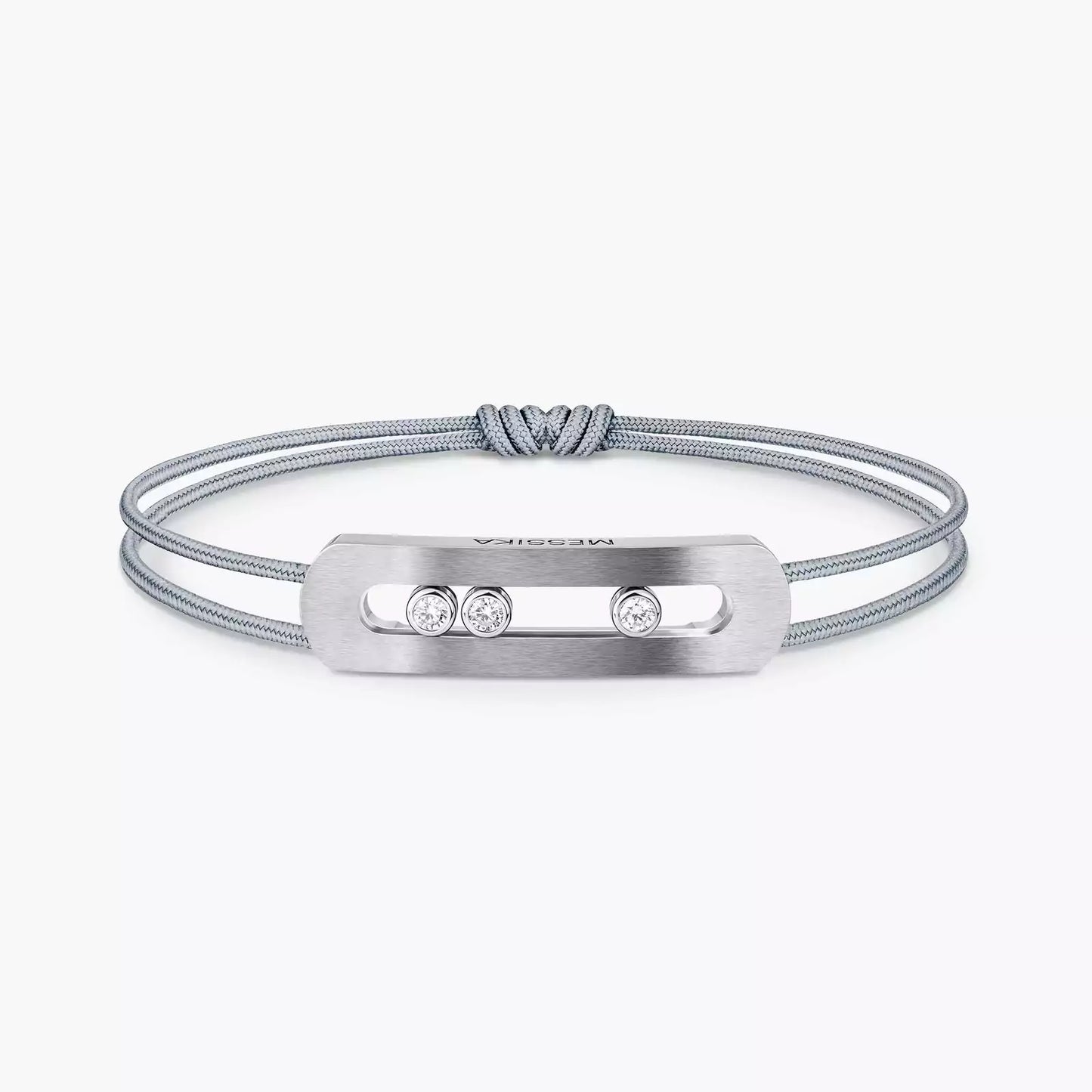 Bracelet cordon Move Titanium Titane naturel et diamants blancs