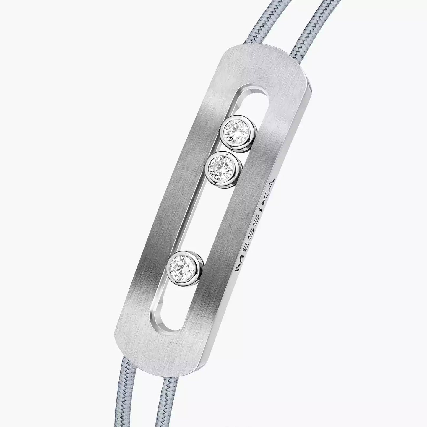 Bracelet cordon Move Titanium Titane naturel et diamants blancs