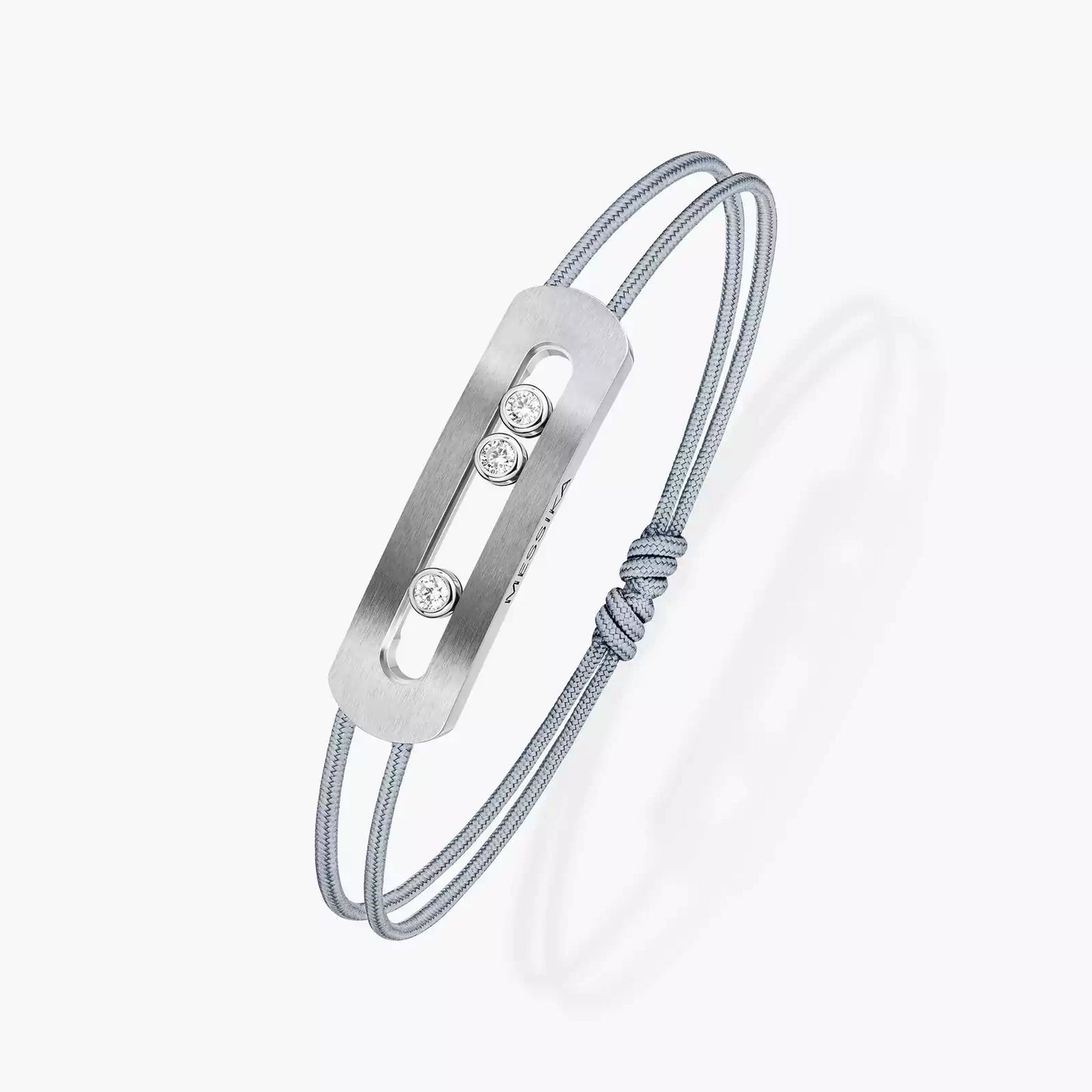 Bracelet cordon Move Titanium Titane naturel et diamants blancs