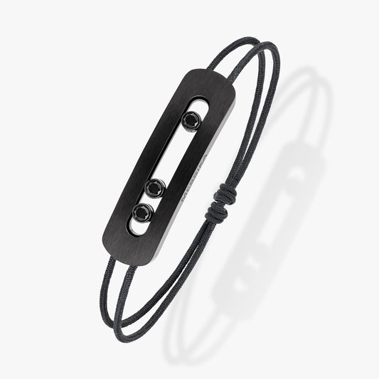 Bracelet cordon Move Titanium Titane black et diamants noirs XL