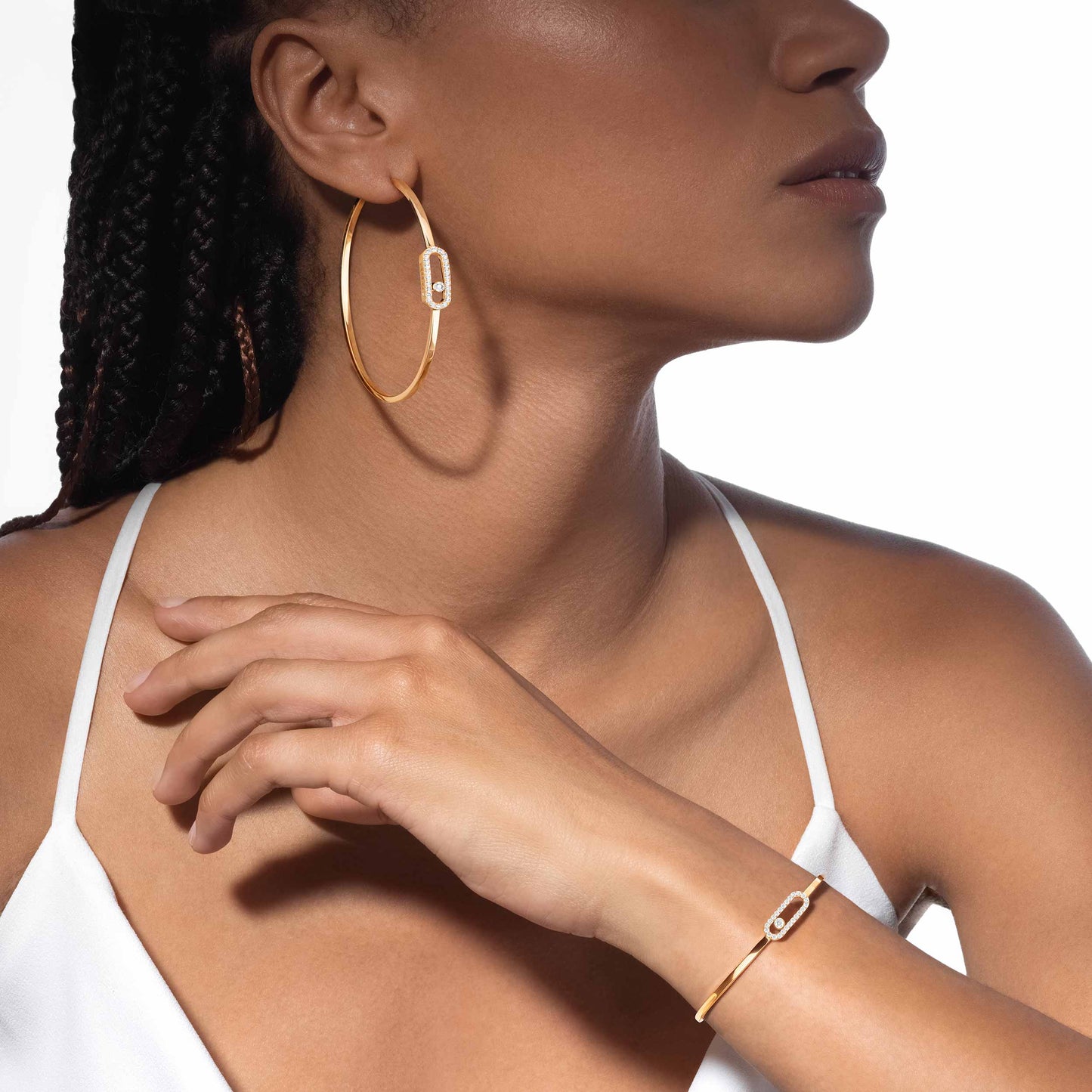 Bracelet Jonc Flex Move Uno pavé or et diamants petit modèle
