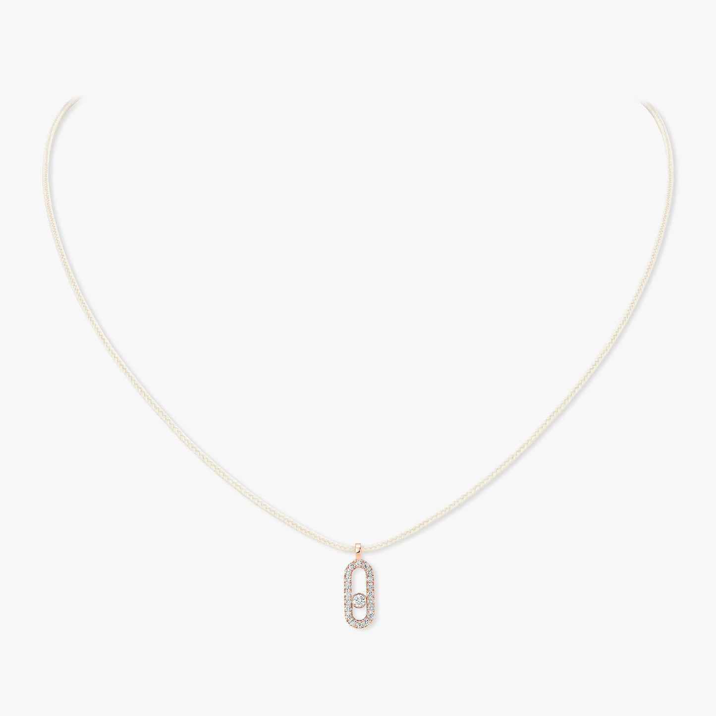 Collier cordon or rose 18Kt Messika Care(s) crème pavé