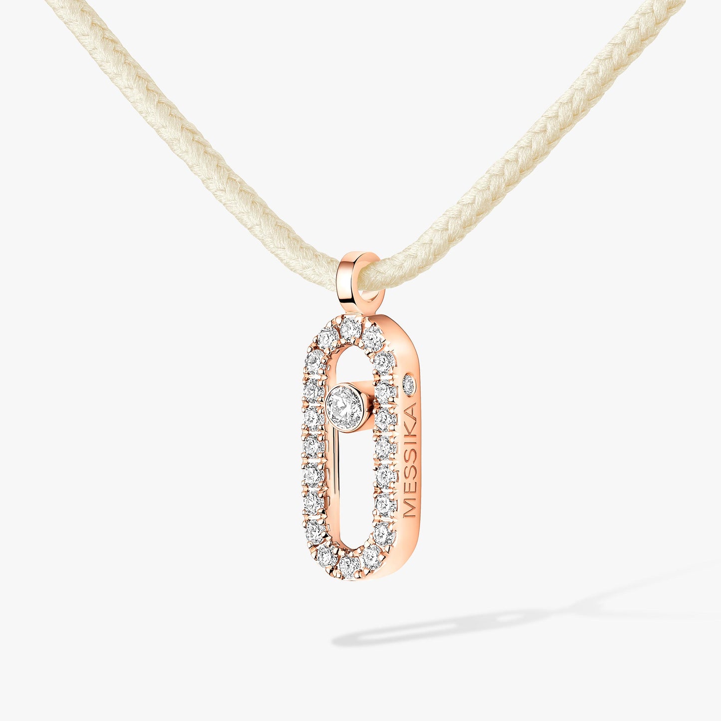 Collier cordon or rose 18Kt Messika Care(s) crème pavé