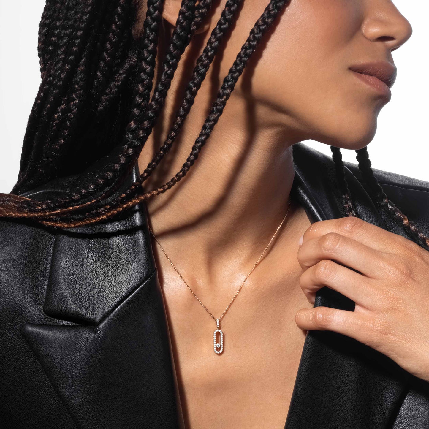 Collier Move Uno GM Pavé or et diamants