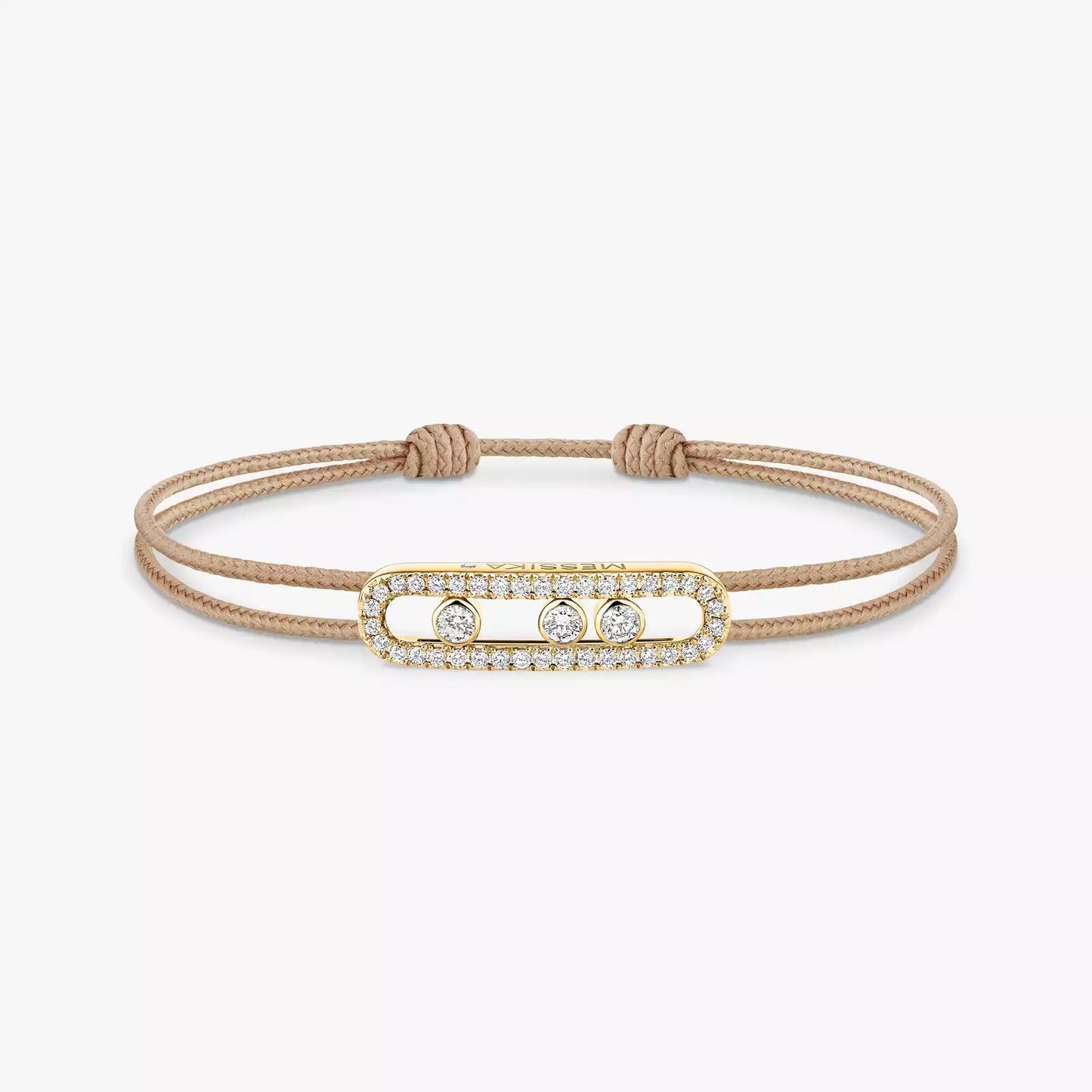 Bracelet or jaune 18Kt Messika Care(s) pavé cordon beige