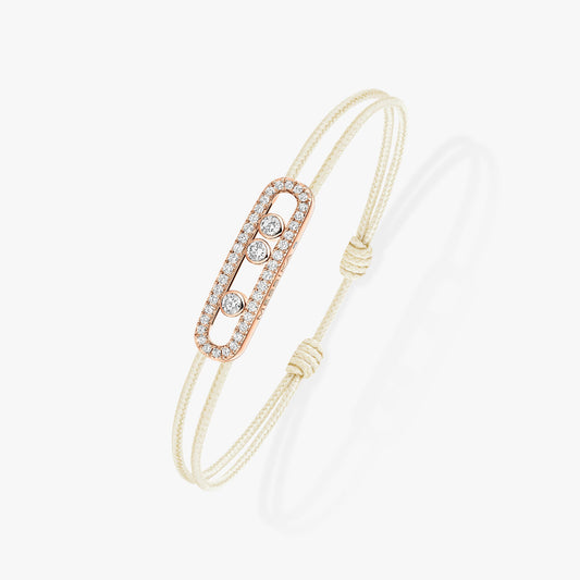 Bracelet or rose 18Kt Messika Care(s) pavé cordon crème