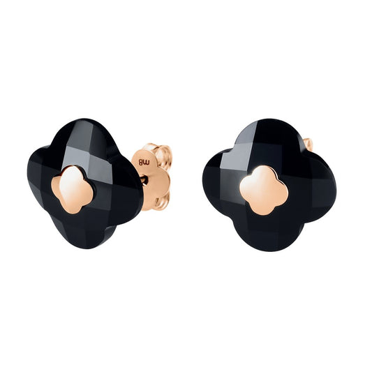 Puces d'oreilles Victoria onyx or rose