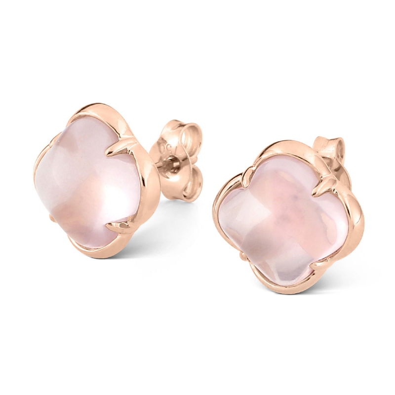 Puces d'oreilles Songe quartz rose or rose