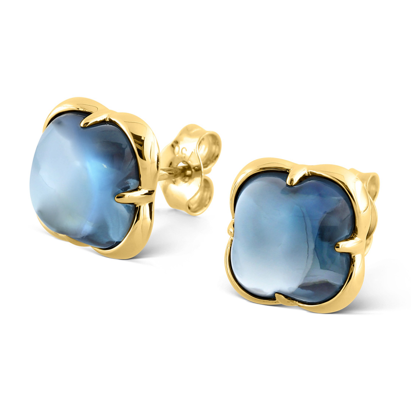 Puces Songe topaze Blue London or jaune