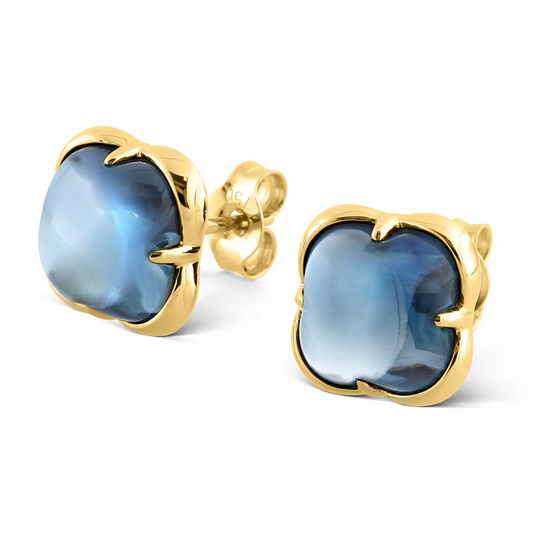 Puces Songe topaze Blue London or jaune