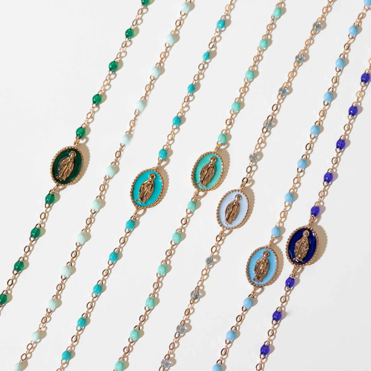 Collier Gigi Classique Jade or jaune 42cm