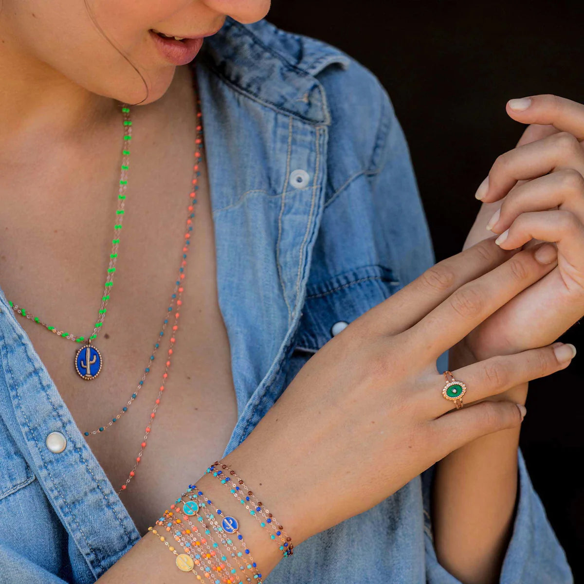 Bracelet Gigi Classique Orange Fluo or jaune 17cm