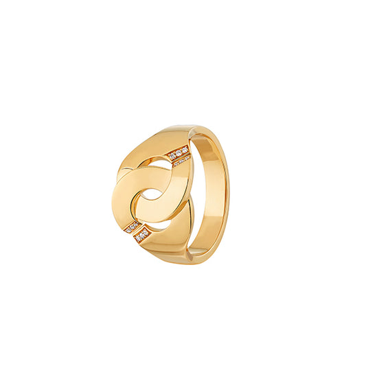 Bague Menottes R12 or jaune 18Kt et diamants