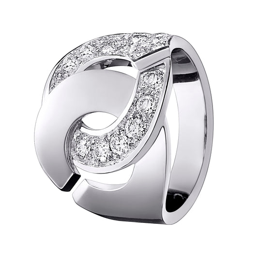 Bague Menottes R16 or blanc 18Kt et diamants