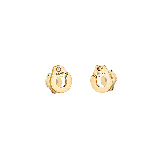 Puces d'oreilles Menottes R7.5 or jaune 18Kt et diamants