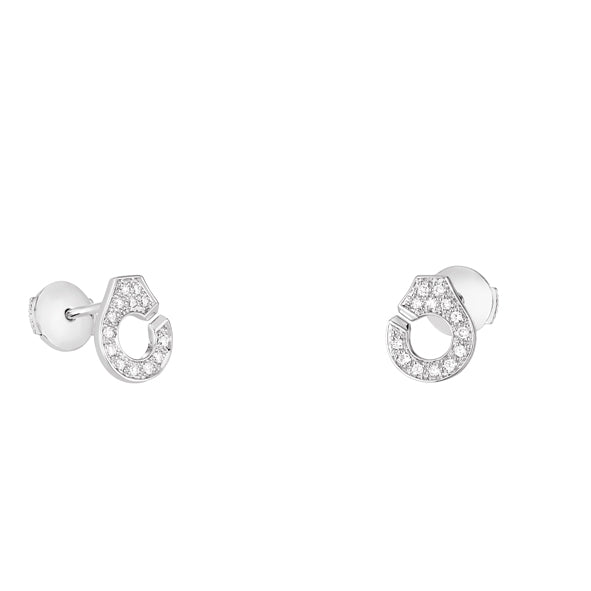 Puces d'oreilles Menottes R7.5 or blanc 18Kt et diamants