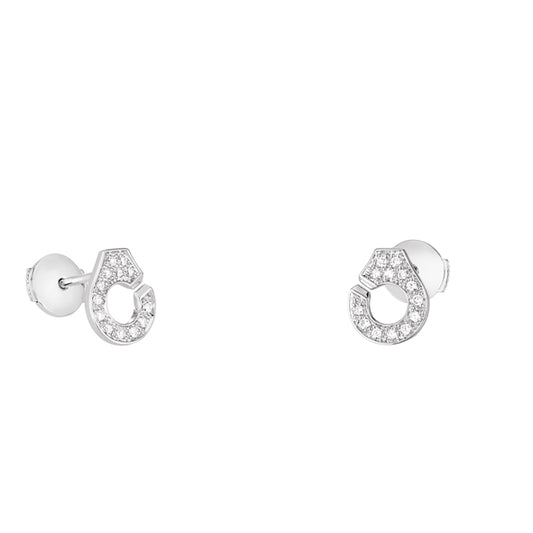 Puces d'oreilles Menottes R7.5 or blanc 18Kt et diamants