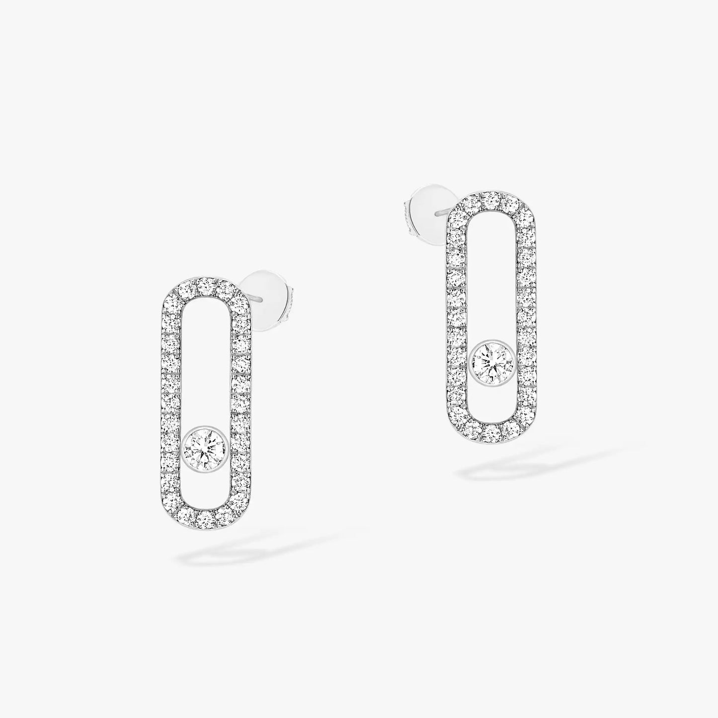 Boucles d'oreilles Move Uno or et diamants pavées