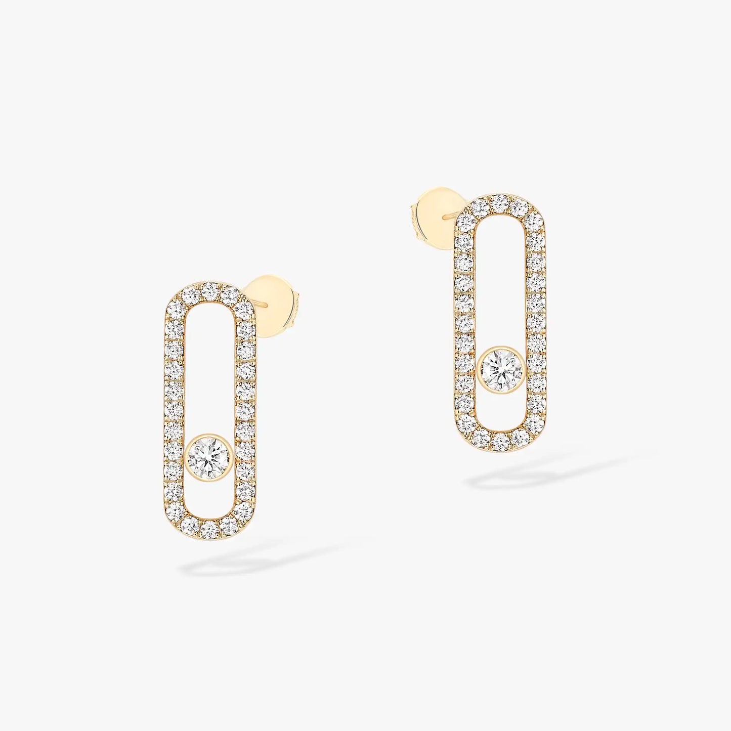Boucles d'oreilles Move Uno or et diamants pavées